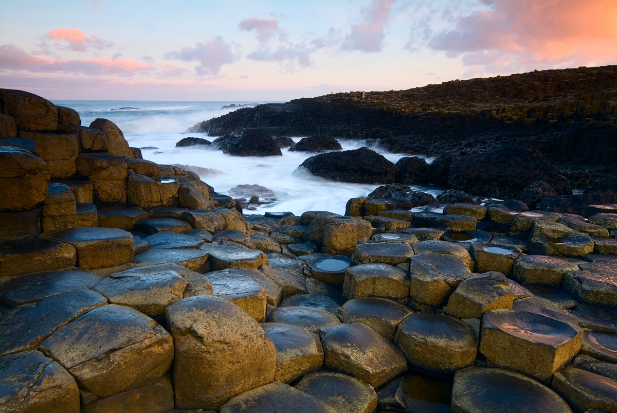The Giant’s Causeway basalt columns on the Causeway Coast near Bushmills Hostel in Northern Ireland